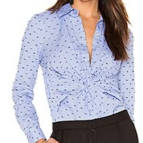 Derek Lam 10 Crosby Women's Blue Pin-wheel Accent Button-up Blouse (Size US 2) - Picture 2 of 9